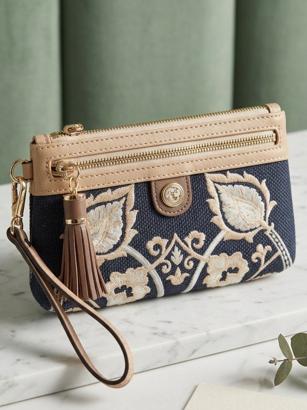 Spartina 449 Navy Mulberry Grove Tassel Wristlet